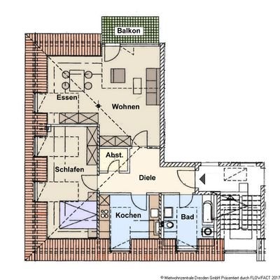 Grundriss - Balkon-Wohnung mit Aufzug