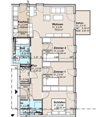Grundriss 4-Zimmer-Wohnung