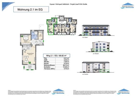 Grundriss Wohnung 2.1 in Haus