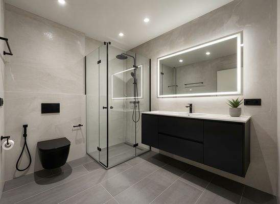 Beispiel: So könnte es aussehen. OG Bad mit BW und DU  - (KI generiert)