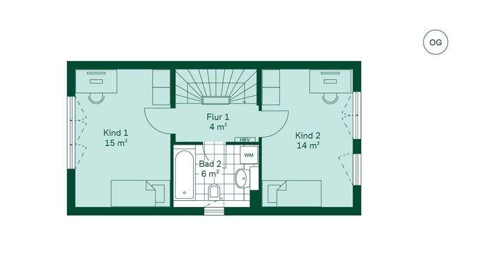 Komfortabler Grundriss im Obergeschoss