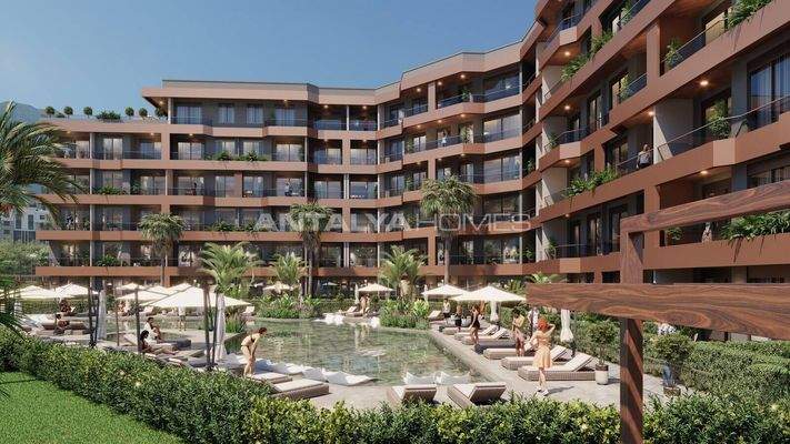 Flats in a Complex with Pool and Gym in Antalya Altıntaş