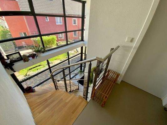 Fewo Treppenhaus Blick Innenhof