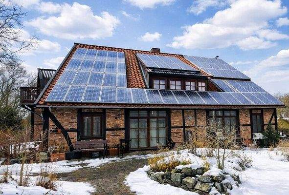 Hausansicht Terasse Winter