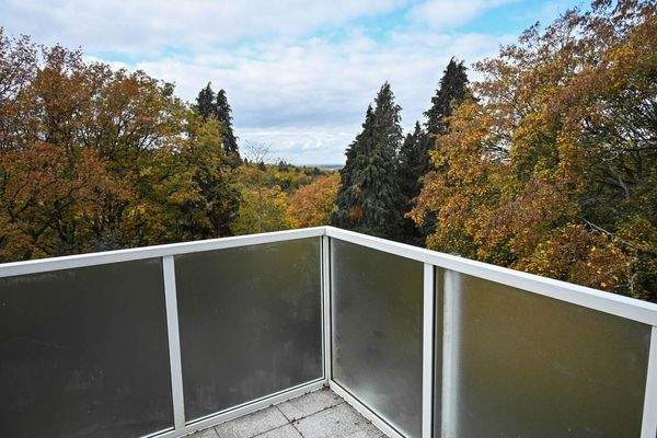 Blick vom Balkon ins Grüne