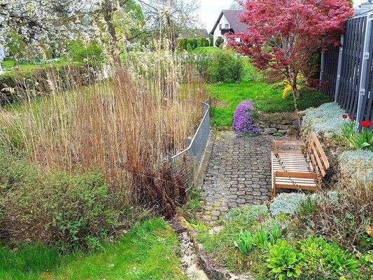 Sitzbank vor dem Teich