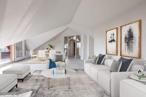 Wohn- und Essbereich mit beisp. Möblierung 