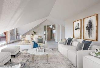 Wohn- und Essbereich mit beisp. Möblierung 