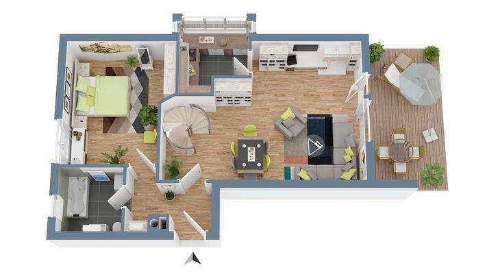 Grundriss 3D Erdgeschoss