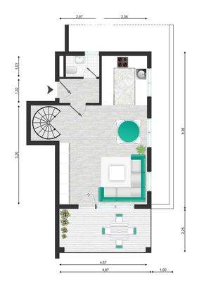 Grundriss Maisonette Whg DG 1