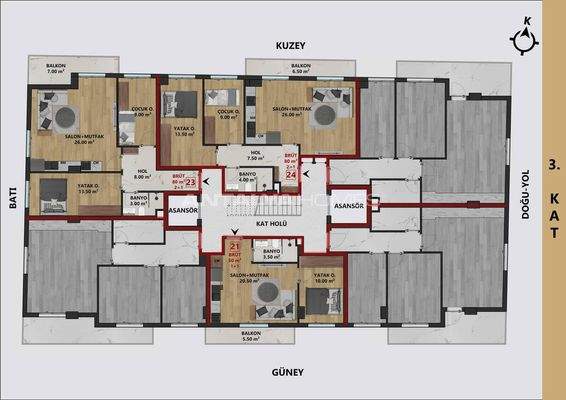 Apartments with Indoor Parking in Antalya Muratpasa