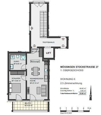 Grundriss 1 OG WHG 6
