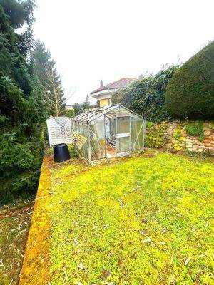 unterer Garten mit Gewächshaus