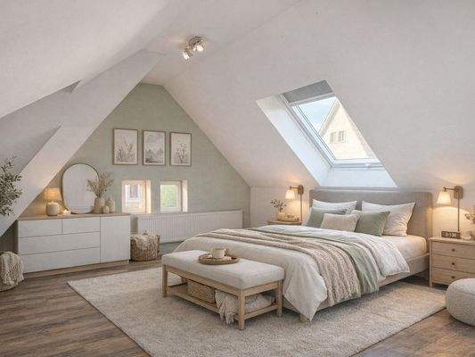 Dachstudio, Einrichtungsbeispiel (KI-generiert)