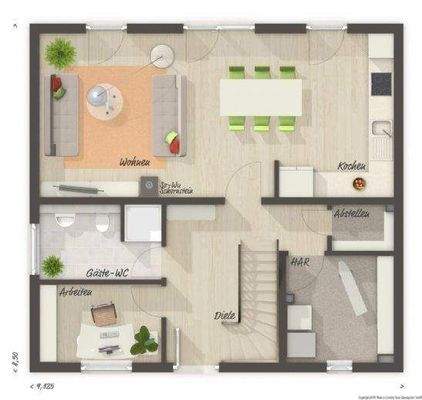 EG mit Gäste WC &amp; Arbeitszimmer