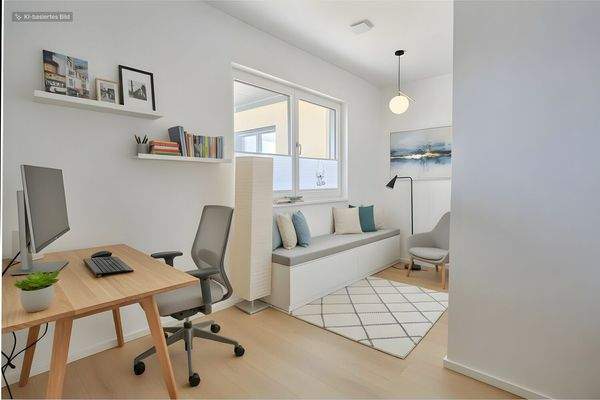 Kinderzimmer digital als Büro möbliert Neu Neu