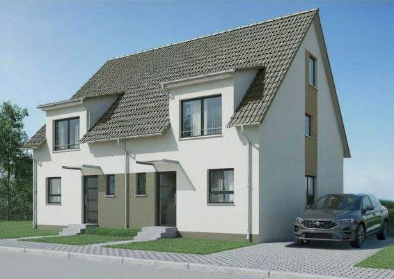 Straßenansicht 2 DHH in Berglen