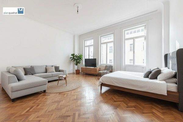 Zimmer 1 (gem. Grundriss-Skizze) - Möblage ist KI-generiert und nicht Teil des Mietgegenstandes