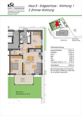 Grundriss EG Haus B - Wohnung 1