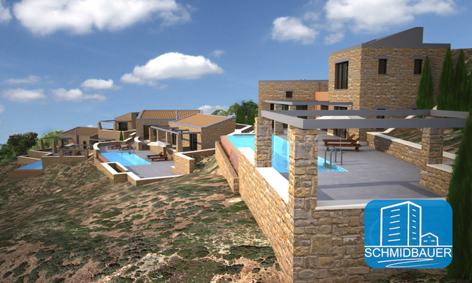 Kreta, Agios Pavlos: Atemberaubendes Grundstück mit Baugenehmigung für 3 Luxusvillen zu verkaufen