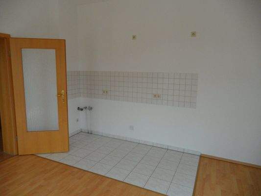 Wohnzimmer Kochbereich, Tür mit Glaseinsatz