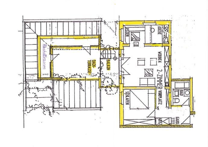 2 Zimmerwohnung mit Balkon u. Dachterrasse