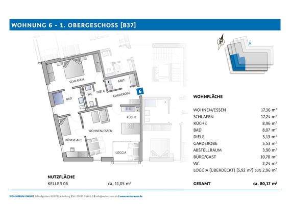 Grundriss - Wohnung 6 [B37]