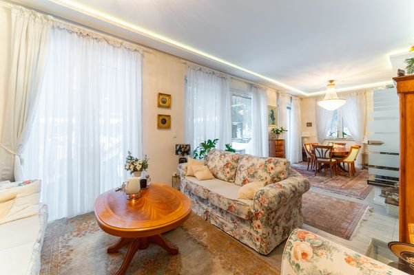 Open-plan living and dining area