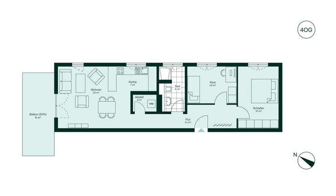 Grundriss der Eigentumswohnung im Projekt Römerqua
