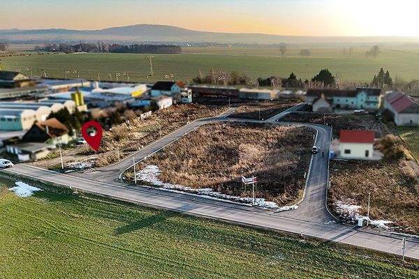 Luftaufnahme mit Markierung