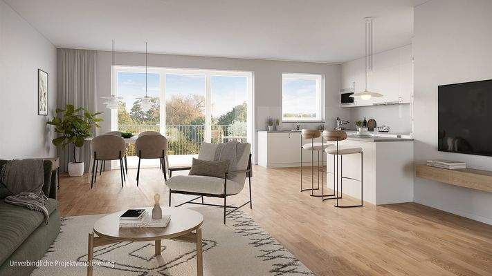 Wohn- und Kochbereich Visualisierung