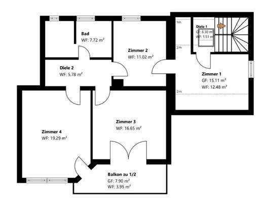 Grundriss Skizze Haus 2 OG