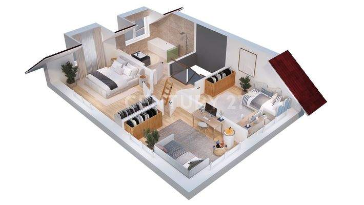 3D Visualisierung Grundriss Obergeschoss