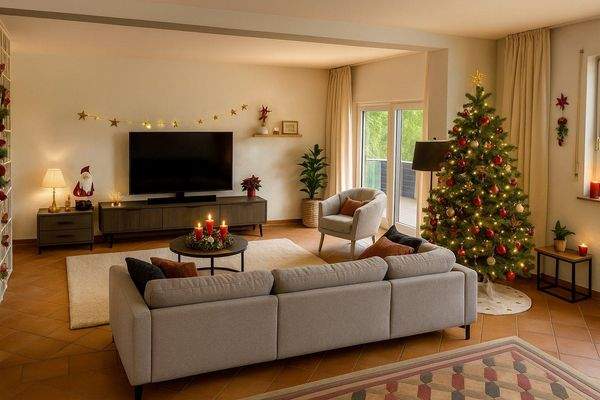 17) Wohnzimmer in weihnachtlicher Stimmung KI-Animation