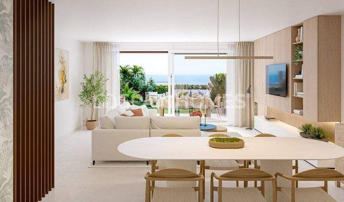 Sea View Townhouses Featuring Private Gardens in Mijas