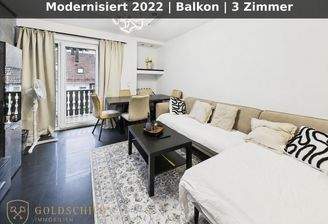helles Wohnzimmer mit Balkonzugang - modernisiert 2022
