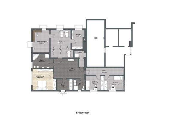 Untergeschoss mit Maß