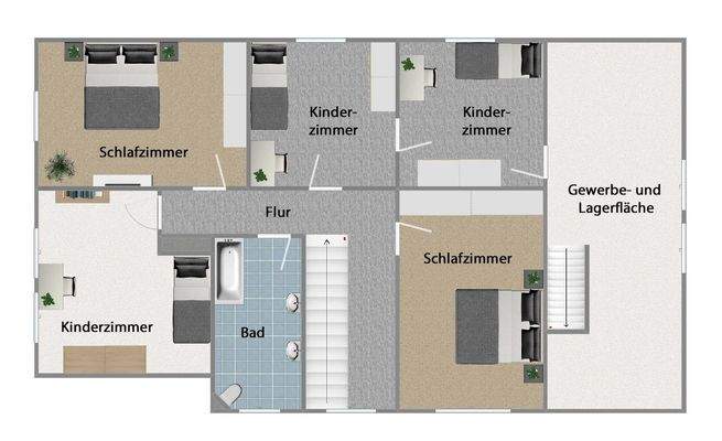 Grundriss Obergeschoss (nicht maßstabsgetreu)