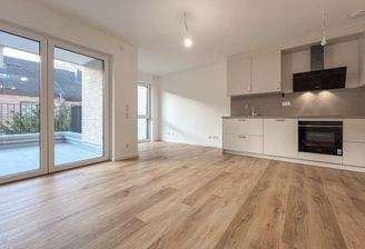 Wohnzimmer mit offener Küche