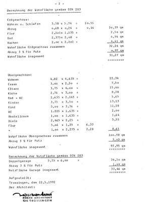 Wohnflächenberechnung EG OG Neubau