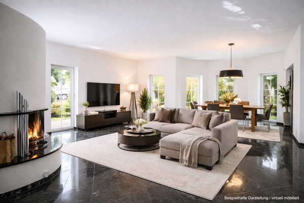 Elegantes Wohnzimmer und Essbereich