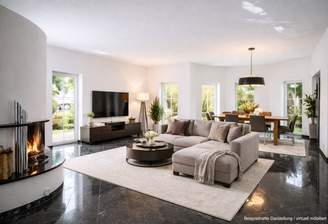 Elegantes Wohnzimmer und Essbereich