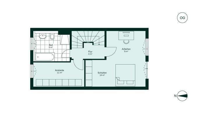Komfortabler Grundriss im Obergeschoss