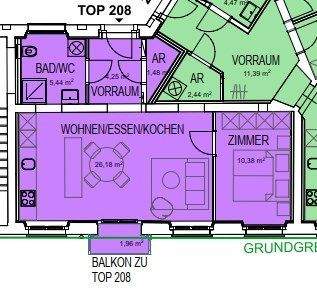 1.2 Beispielgrundriss 2-Zimmerwohnung