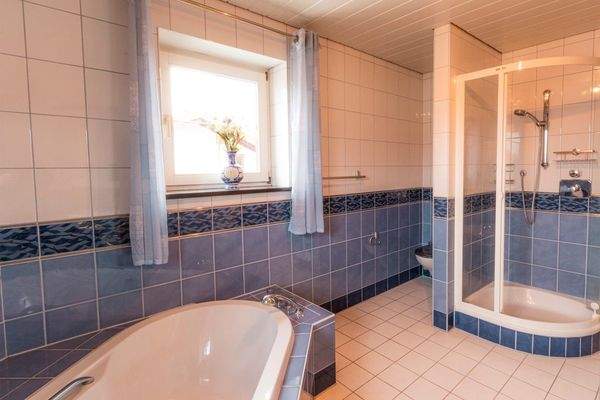 Tageslichtbad mit Badewanne und Dusche