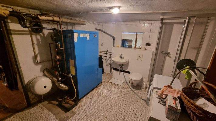 Waschküche mit WC, Waschbecken & Dusche