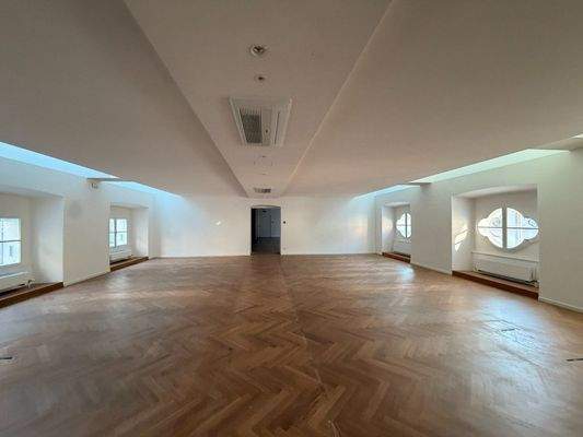 Zentrale Raumansicht mit Oberlichtern