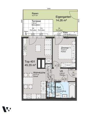 Grundrissplan Top 401