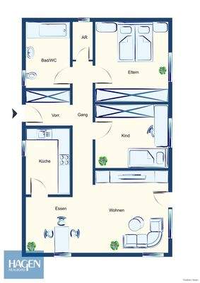 Grundriss 3 Zimmerwohnung