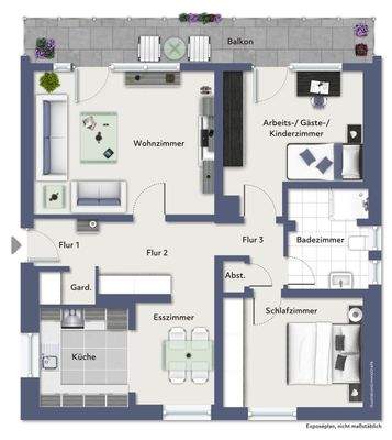 Grundriss beispielmöbliert